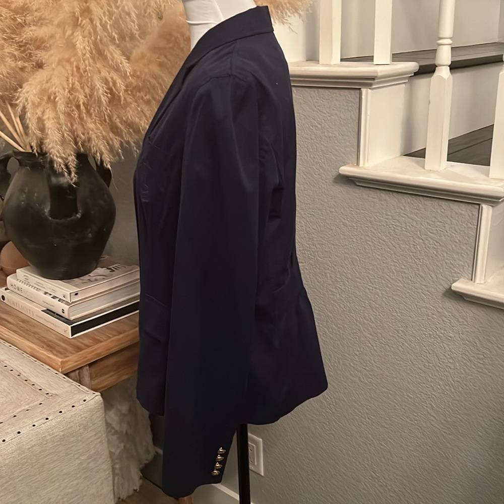 Lauren Ralph Lauren cotton blend Blazer Logo Chest Pocket navy blue size Large - Picture 5 of 8